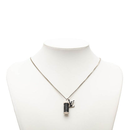 Louis Vuitton Monogram Eclipse Collier Charm Necklace Black Silver Metal — view 9