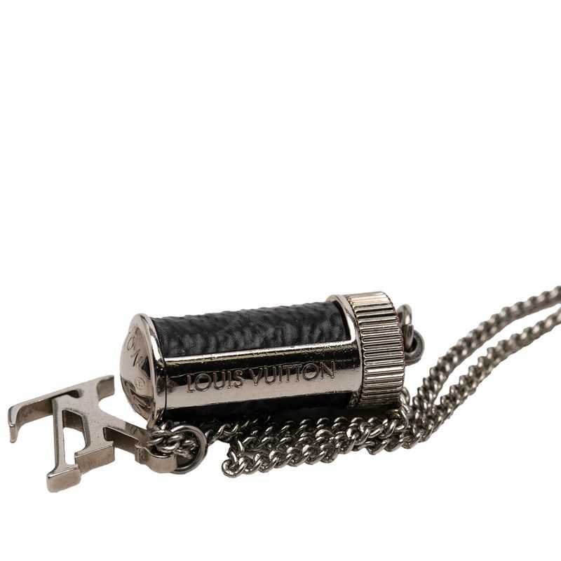 Louis Vuitton Monogram Eclipse Collier Charm Necklace Black Silver Metal — view 4