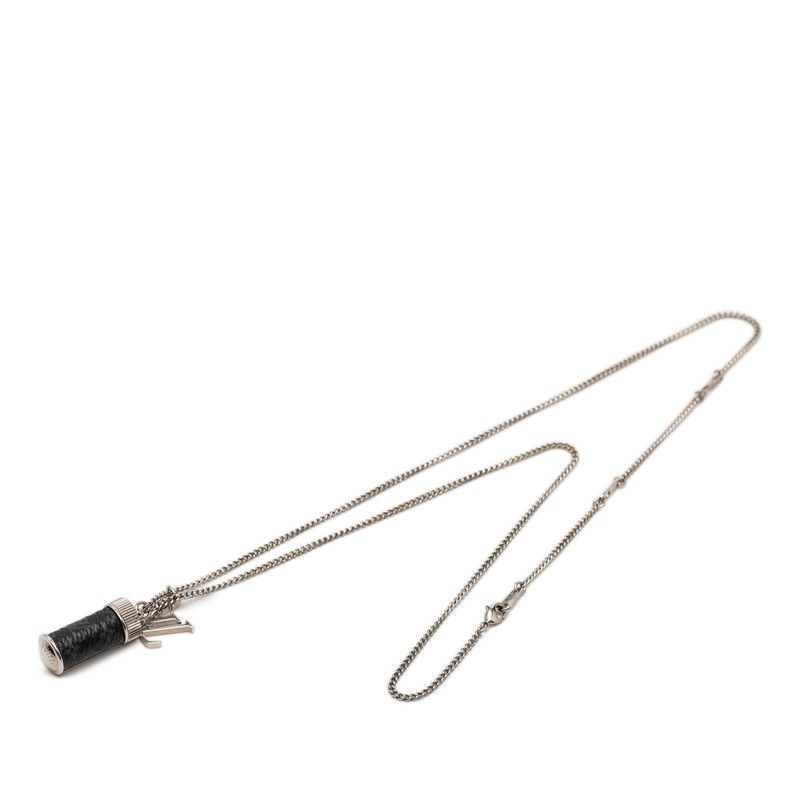 Louis Vuitton Monogram Eclipse Collier Charm Necklace Black Silver Metal — view 3