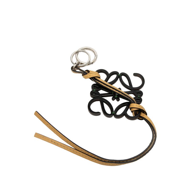 Loewe Anagram Charm Bag Key Holder Green Beige Black Leather — view 2