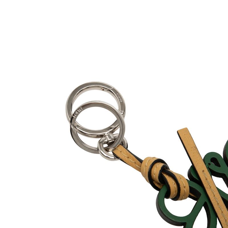 Loewe Anagram Charm Bag Key Holder Green Beige Black Leather — view 3