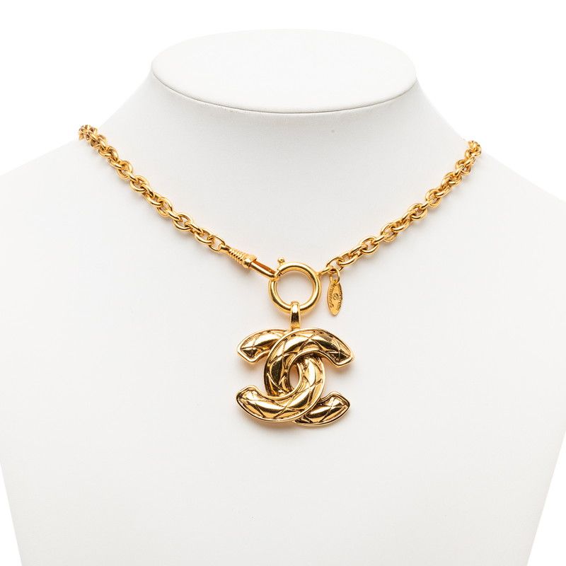 Chanel Quilted CC Logo Chain Long Necklace Gold Plated — view 5