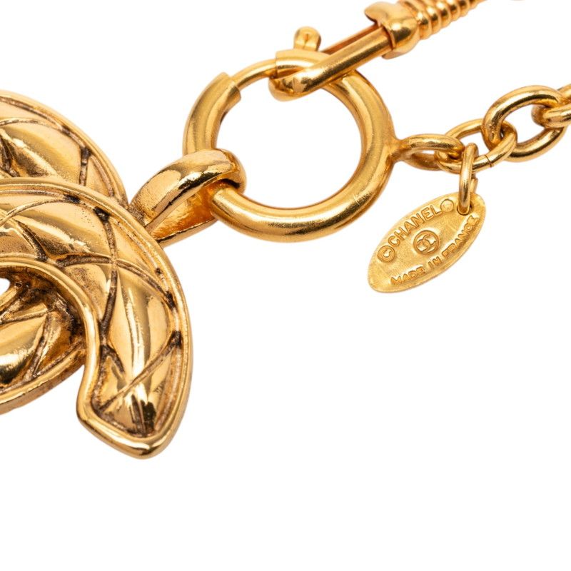 Chanel Quilted CC Logo Chain Long Necklace Gold Plated — view 4