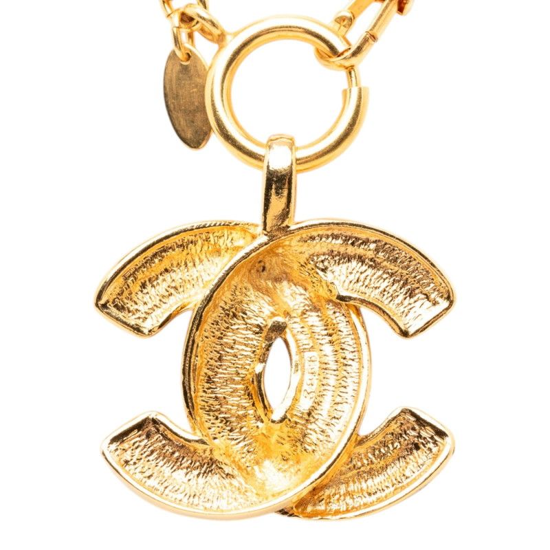 Chanel Quilted CC Logo Chain Long Necklace Gold Plated — view 2