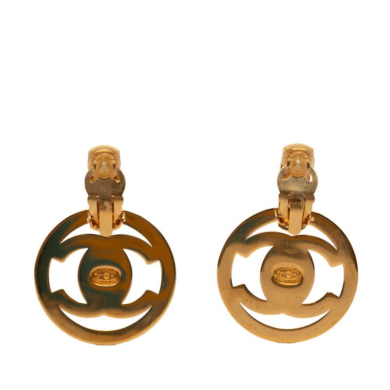Chanel CC Logo Turnlock Motif Vintage Earrings Gold Plated — view 2