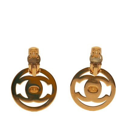 Chanel CC Logo Turnlock Motif Vintage Earrings Gold Plated — view 2
