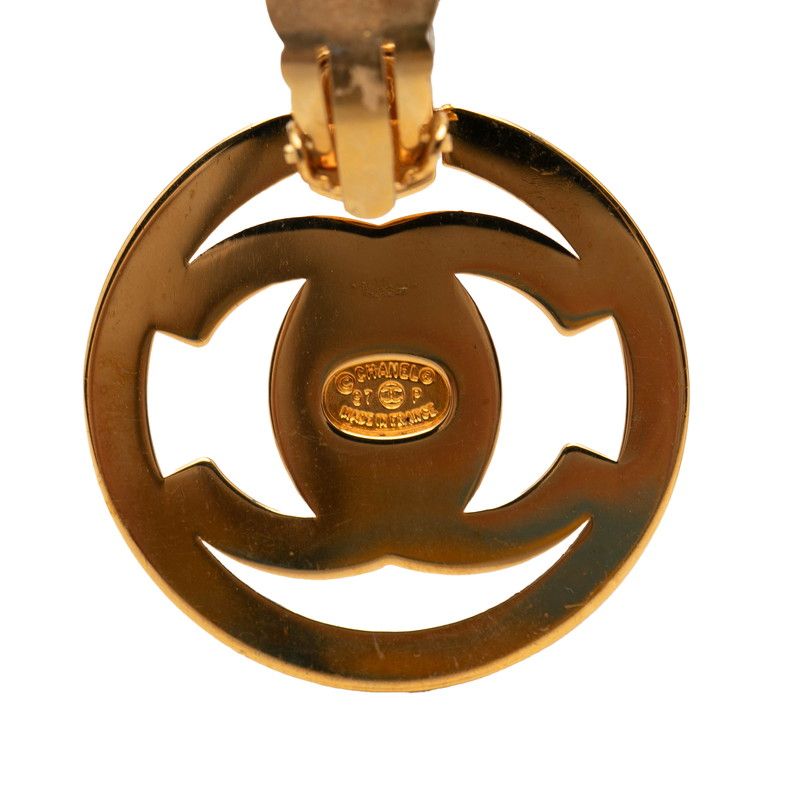 Chanel CC Logo Turnlock Motif Vintage Earrings Gold Plated — view 3