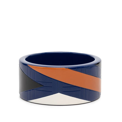 Hermes Lacquer Wood Bangle S Blue Black White 1- Bracelet