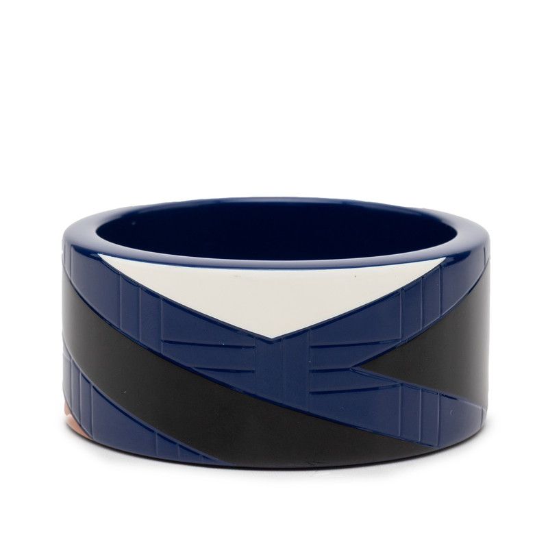 Hermes Lacquer Wood Bangle S Blue Black White 1- Bracelet — view 3