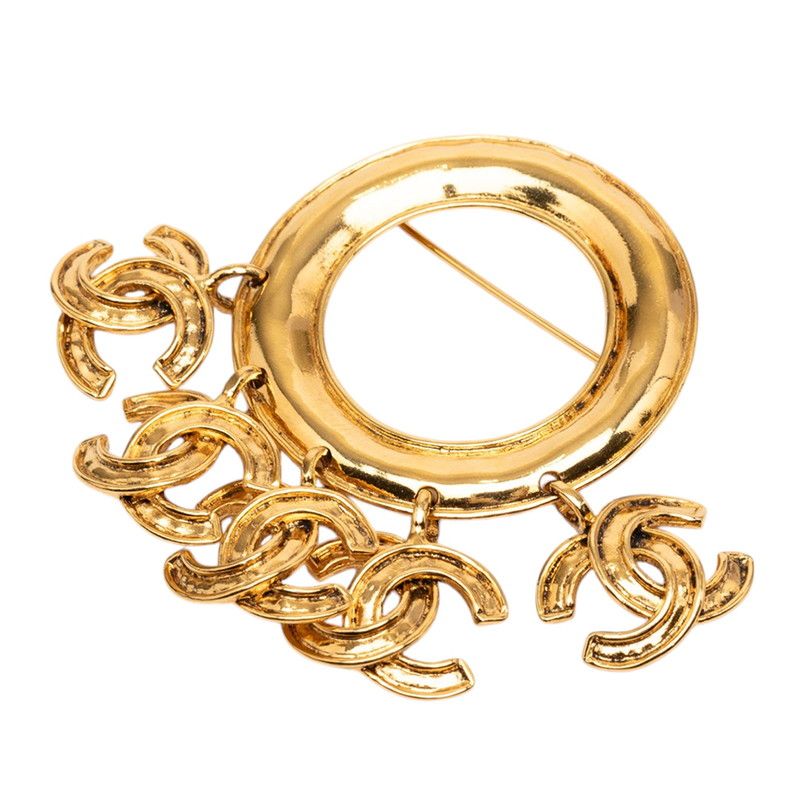 Chanel CC Logo Vintage Brooch Gold Plated