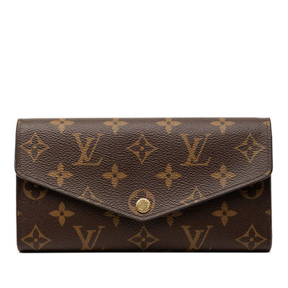 Louis Vuitton Monogram Portefeuille Sarah Wallet Brown Fuchsia Leather