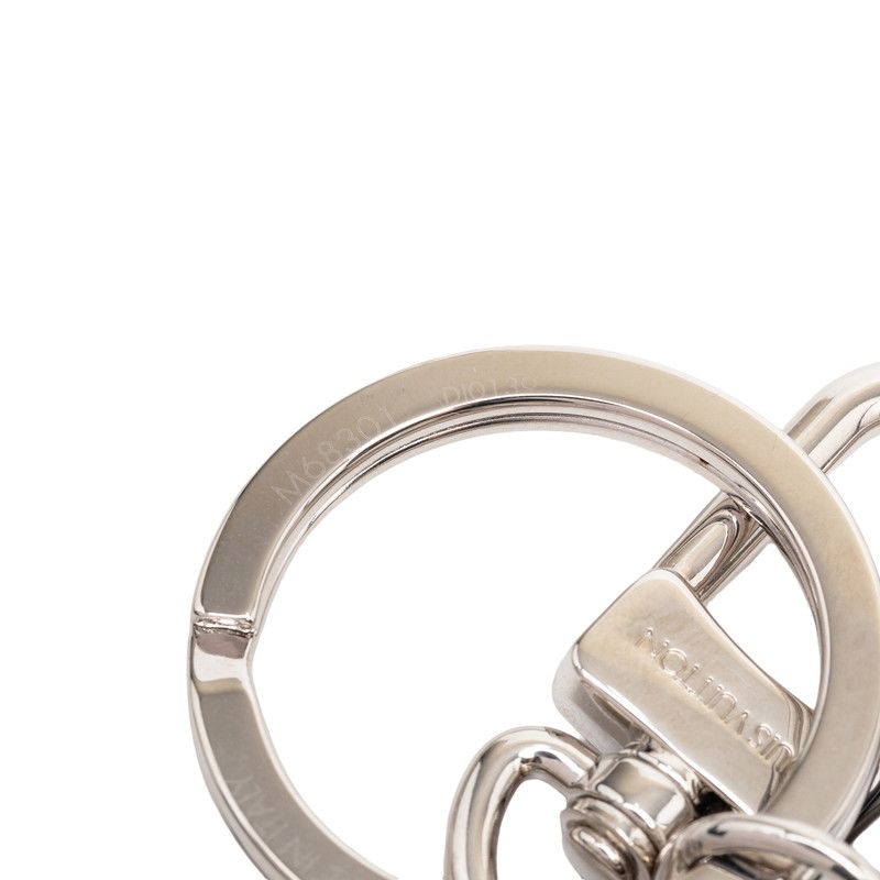 Louis Vuitton Monogram Porte Cles Round Charm Bag Key Holder Gray Leather — view 3