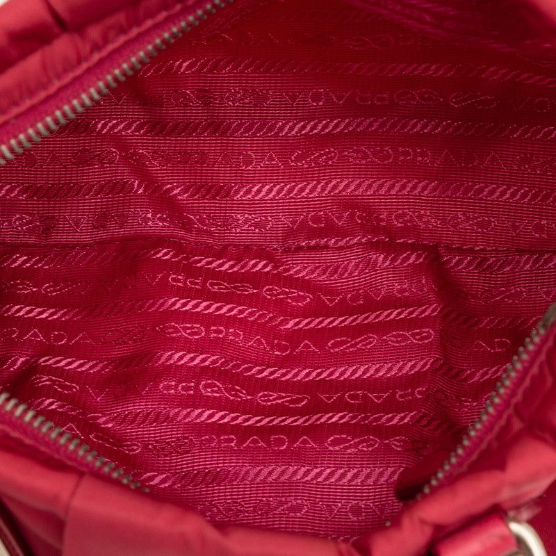 Prada Logo Tessuto 2-Way Shoulder Bag Pink Leather — view 4