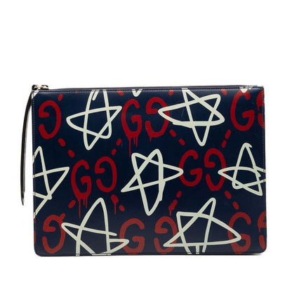 Gucci GG Ghost Clutch Navy Multicolor Leather