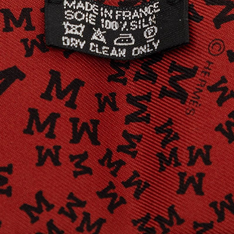 Hermes Twilly Logo Alphabet Scarf Wine Red Black Silk — view 4