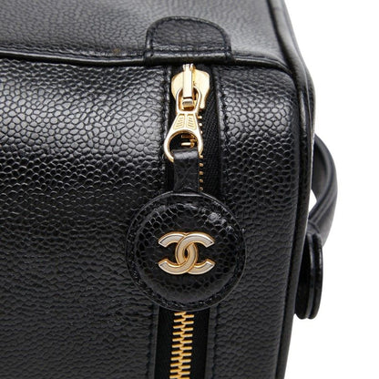 Chanel CC Logo Vanity Bag Handbag Black Caviar Leather — view 8