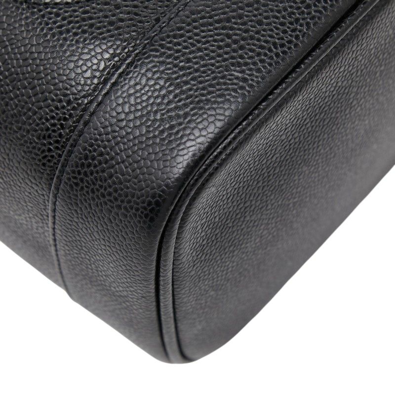 Chanel CC Logo Vanity Bag Handbag Black Caviar Leather — view 5