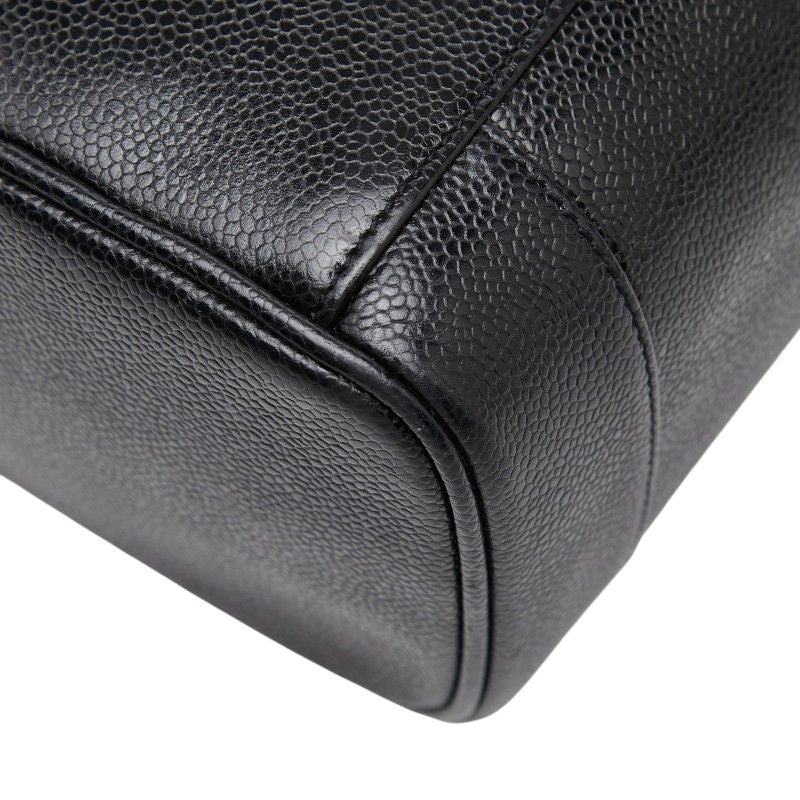 Chanel CC Logo Vanity Bag Handbag Black Caviar Leather — view 6