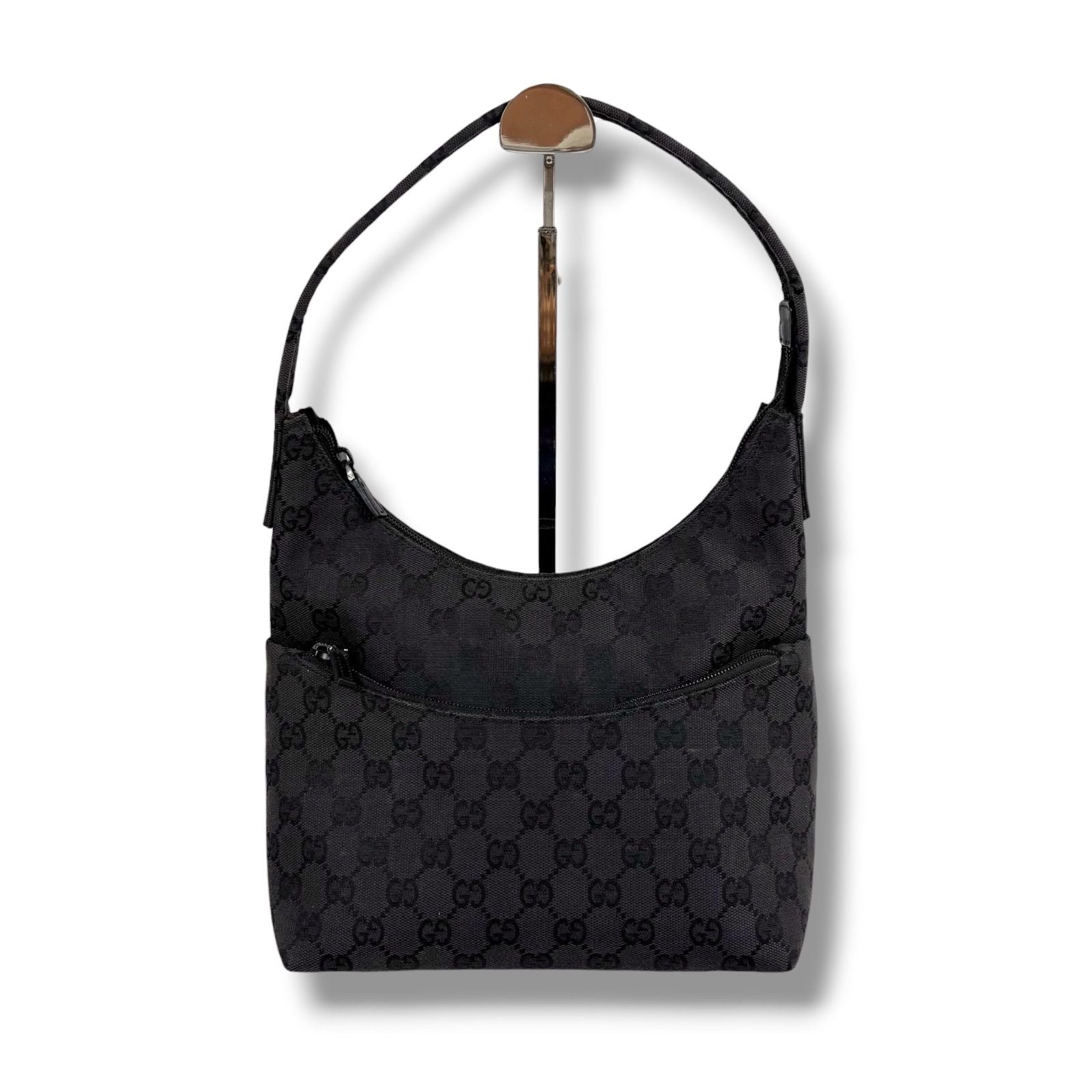 Gucci GG Canvas Shoulder Bag Hobo Black