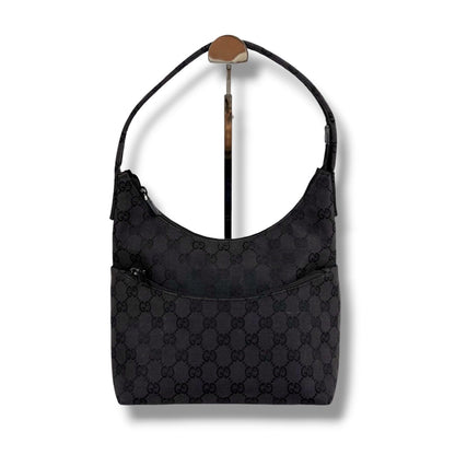 Gucci GG Canvas Shoulder Bag Hobo Black