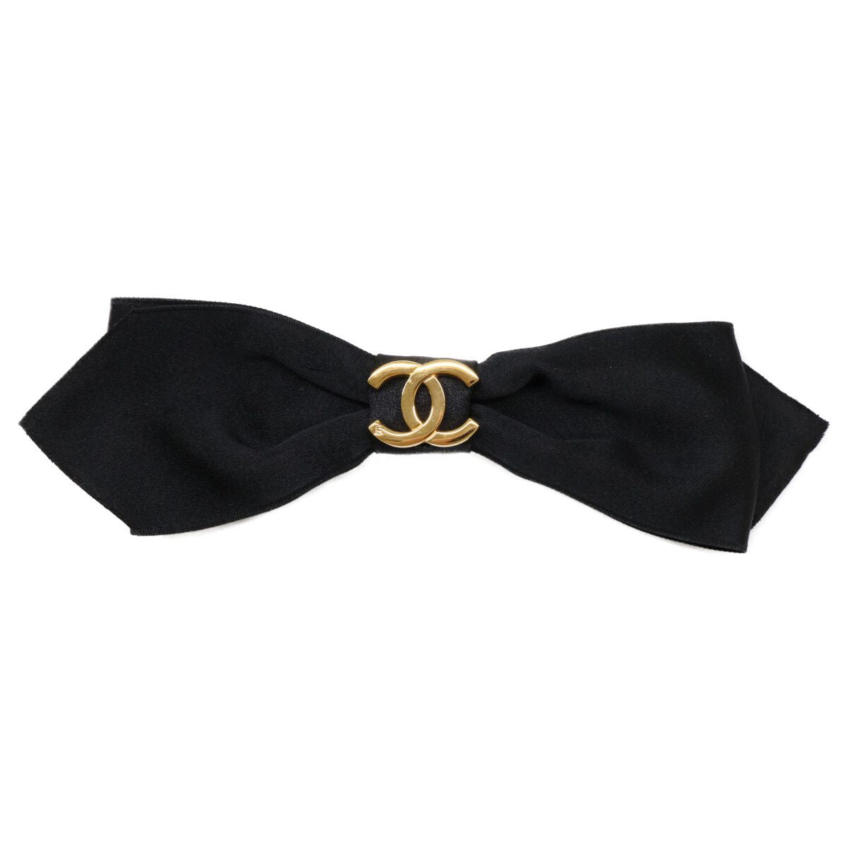 Chanel CC Logo Ribbon Satin Barrette Hair Accessory