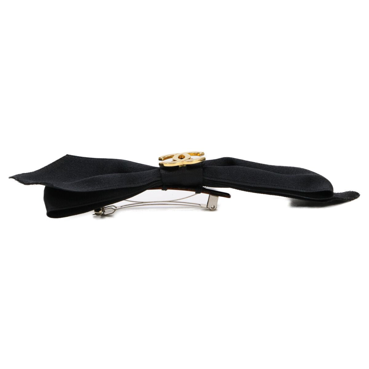 Chanel CC Logo Ribbon Satin Barrette Hair Accessory — view 3