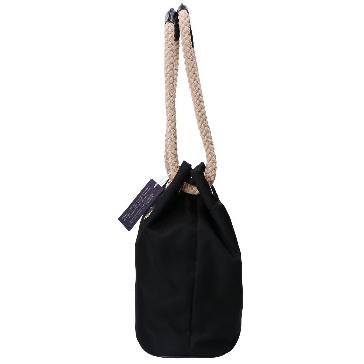 Prada Black Gold Triangle Plate Marina Small Re-Nylon Bucket Bag — view 2