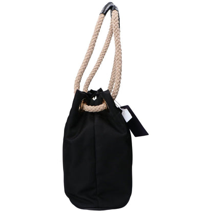 Prada Black Gold Triangle Plate Marina Small Re-Nylon Bucket Bag — view 4