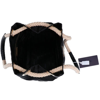 Prada Black Gold Triangle Plate Marina Small Re-Nylon Bucket Bag — view 6