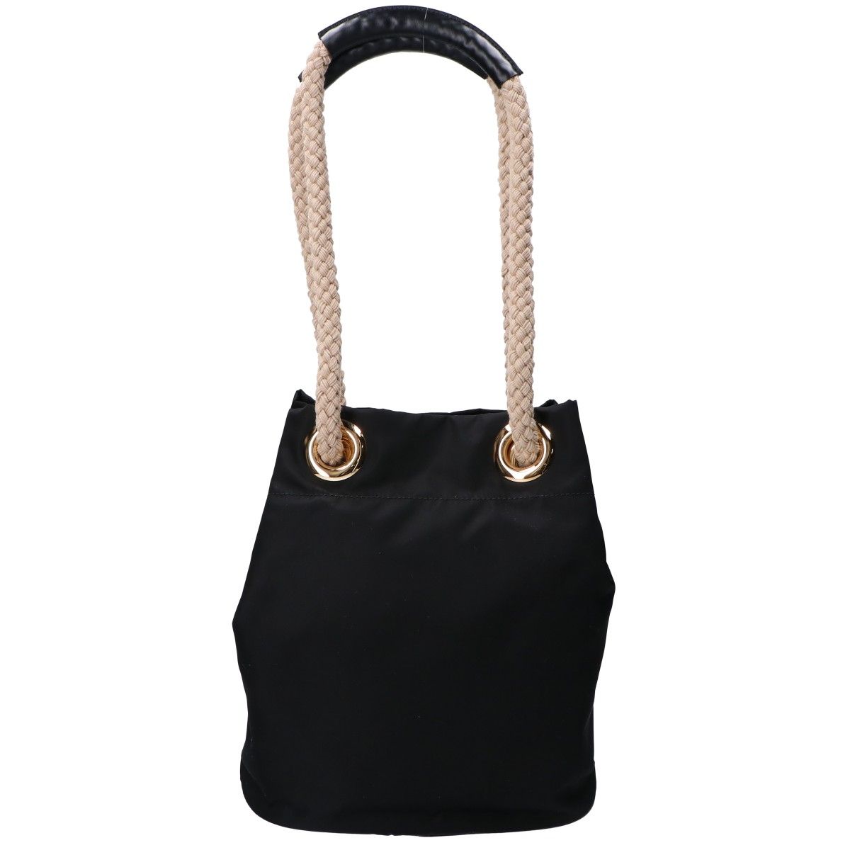 Prada Black Gold Triangle Plate Marina Small Re-Nylon Bucket Bag — view 3