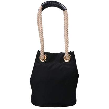 Prada Black Gold Triangle Plate Marina Small Re-Nylon Bucket Bag — view 3