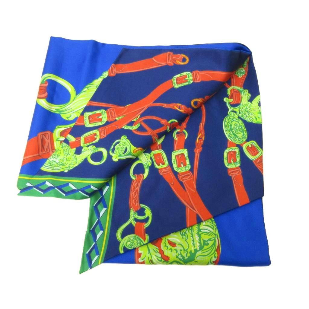 Hermes Ceremonial Bridle Brides de Gala Maxi Twill Scarf All Over Pattern Silk — view 3
