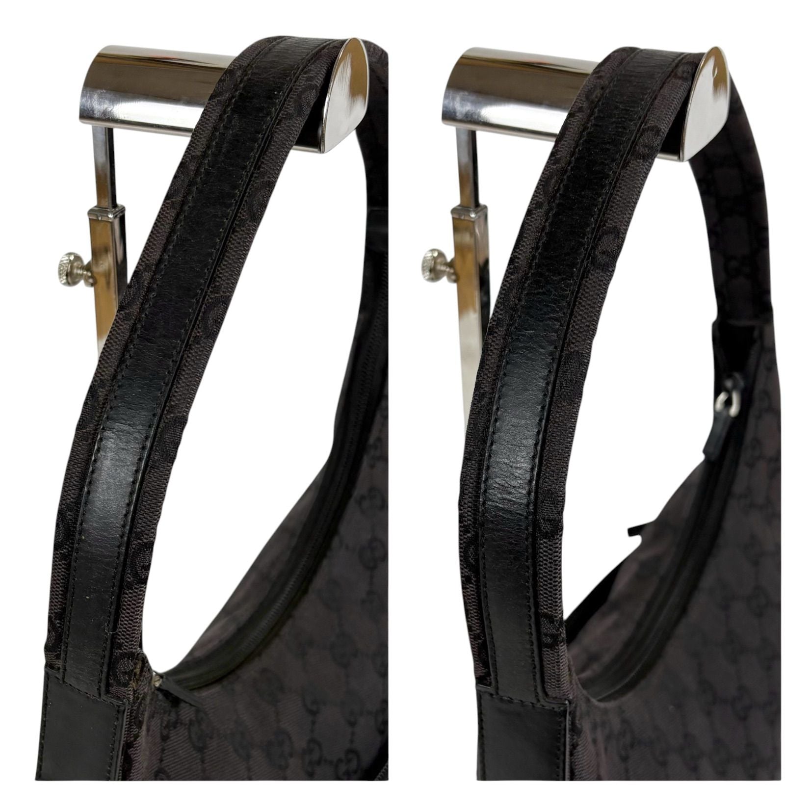 Gucci GG Canvas Shoulder Bag Hobo Black — view 7