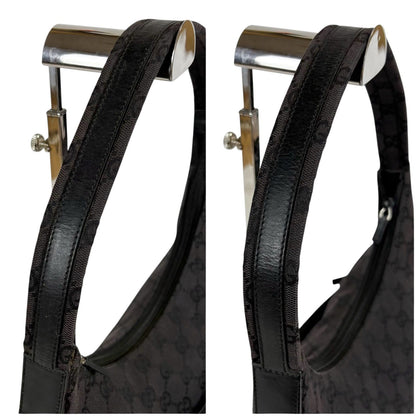 Gucci GG Canvas Shoulder Bag Hobo Black — view 7