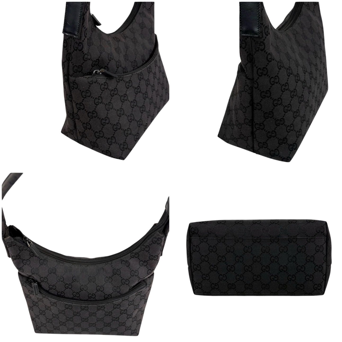 Gucci GG Canvas Shoulder Bag Hobo Black — view 3