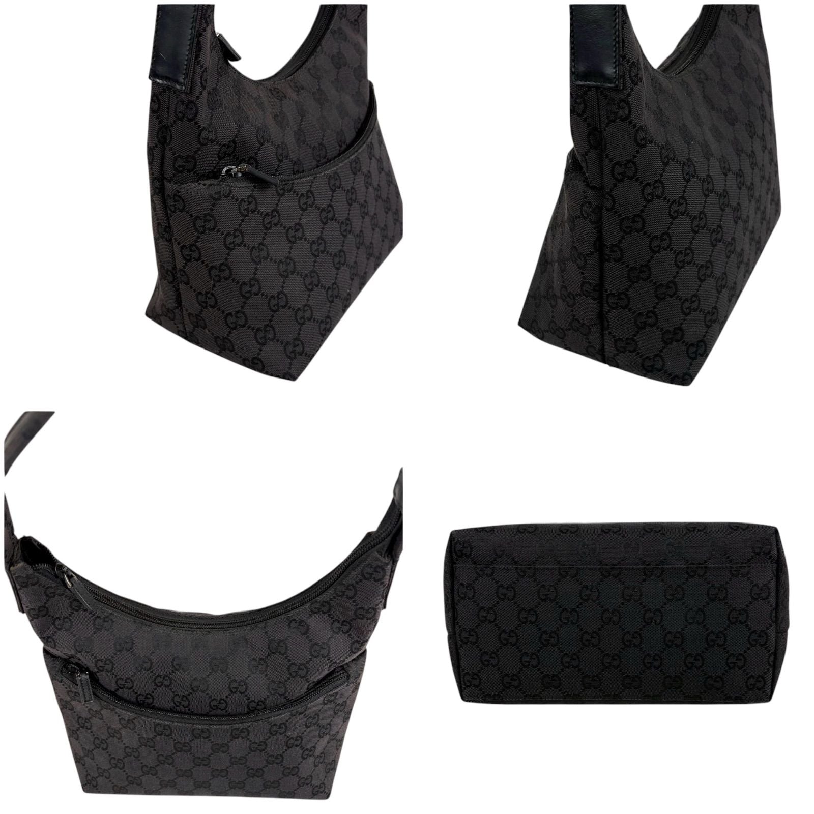 Gucci GG Canvas Shoulder Bag Hobo Black — view 3