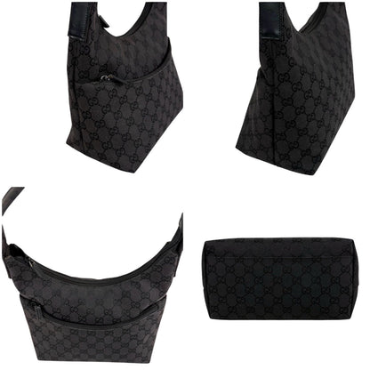 Gucci GG Canvas Shoulder Bag Hobo Black — view 3
