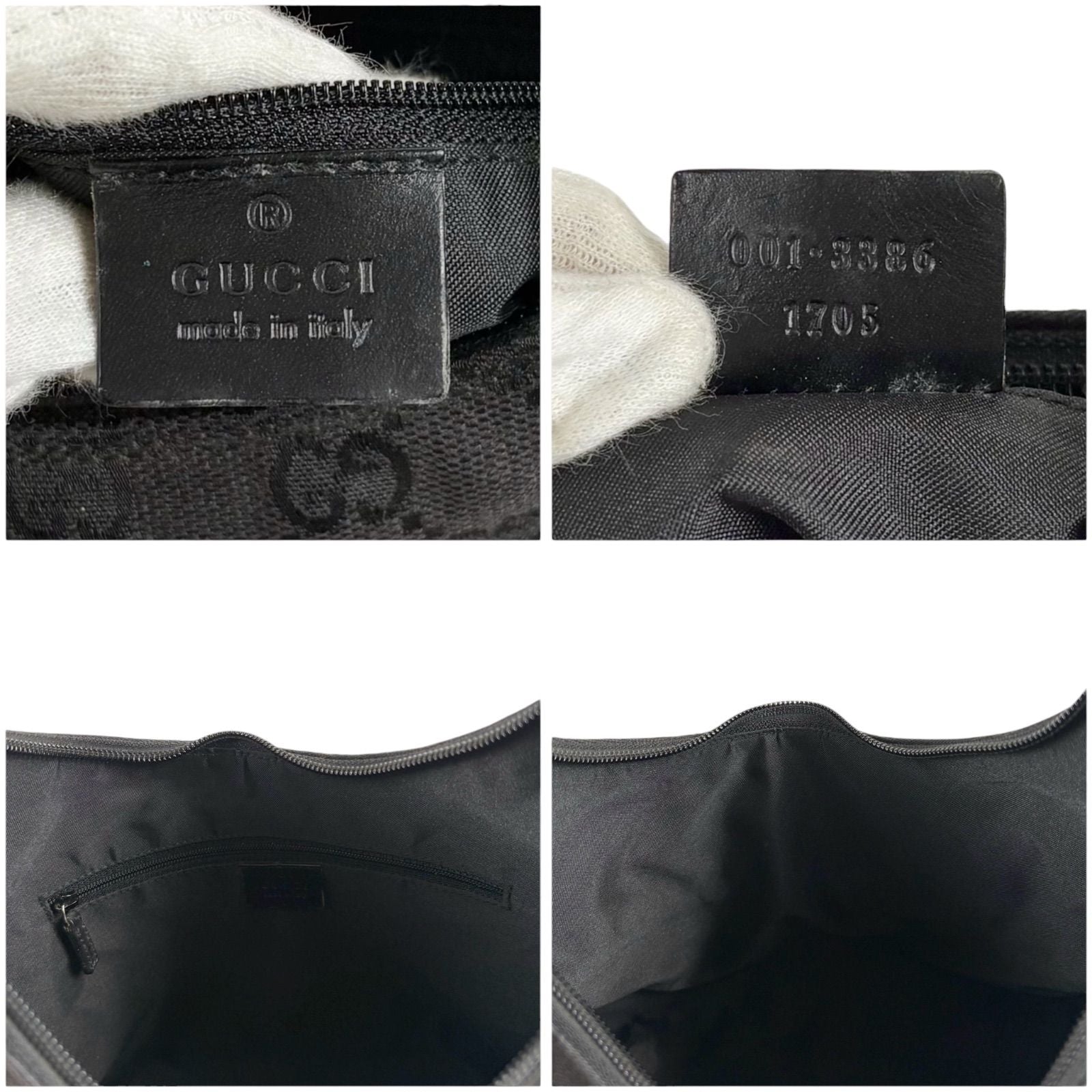 Gucci GG Canvas Shoulder Bag Hobo Black — view 6