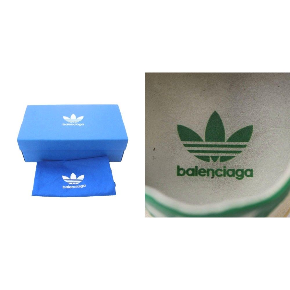 Balenciaga Adidas Stan Smith Sneakers White Green Perforated — view 7