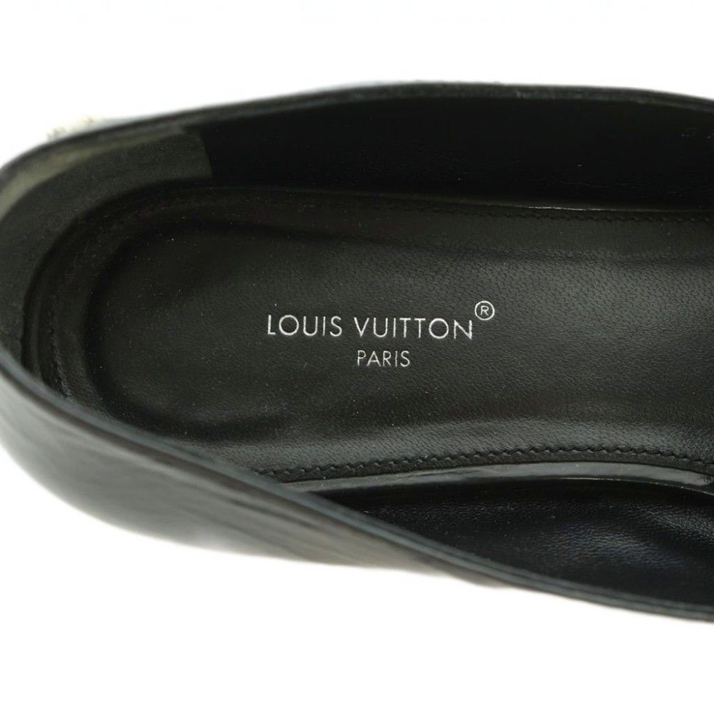 Louis Vuitton Loafers Pointed Toe Monogram Zip Patent Leather 36.5 Black — view 8
