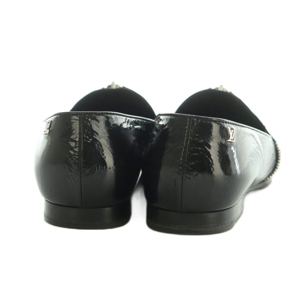 Louis Vuitton Loafers Pointed Toe Monogram Zip Patent Leather 36.5 Black — view 5