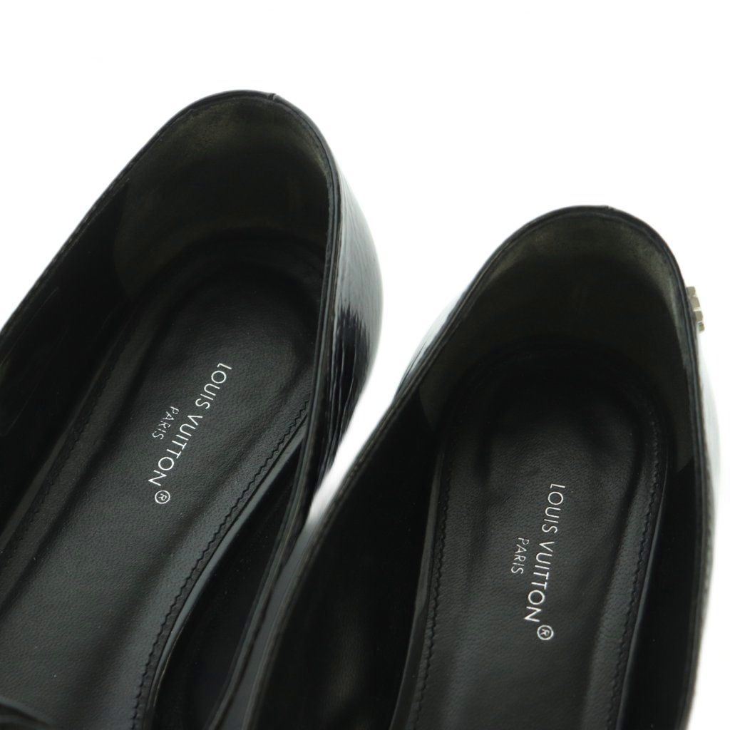 Louis Vuitton Loafers Pointed Toe Monogram Zip Patent Leather 36.5 Black — view 4