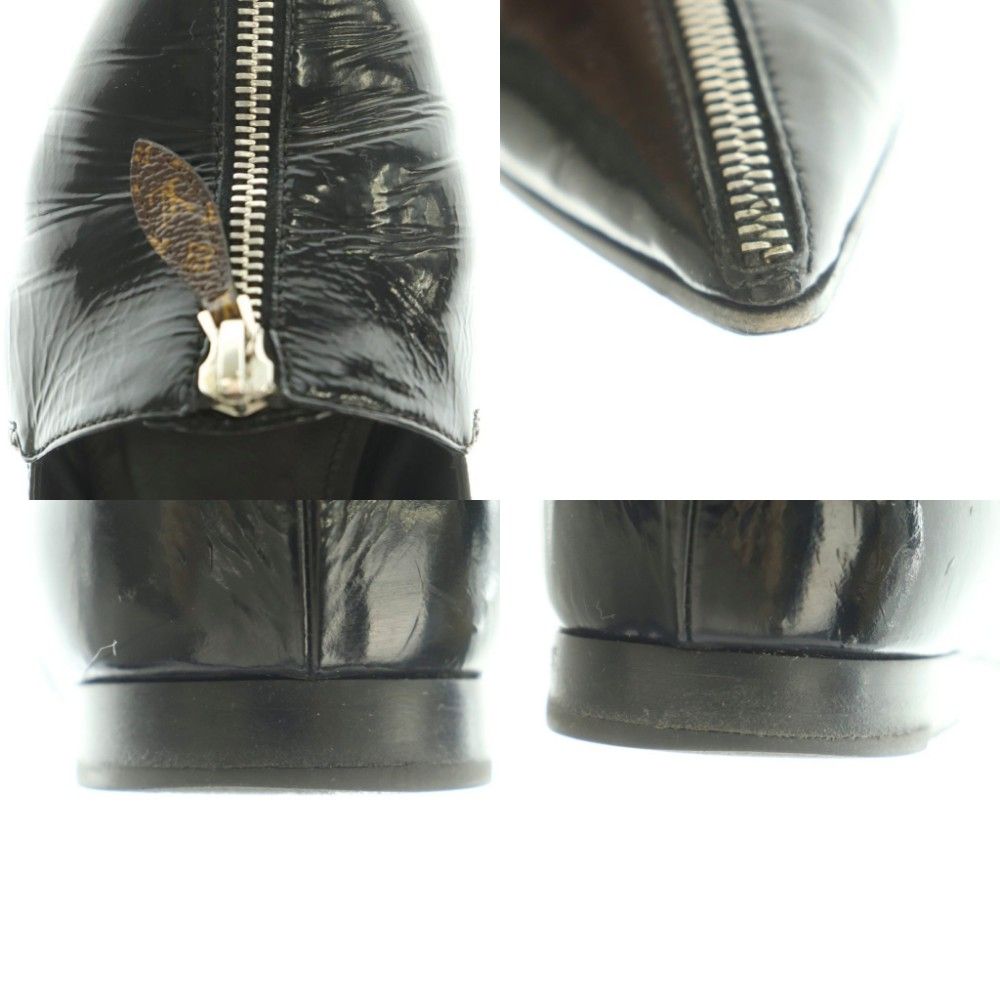 Louis Vuitton Loafers Pointed Toe Monogram Zip Patent Leather 36.5 Black — view 9