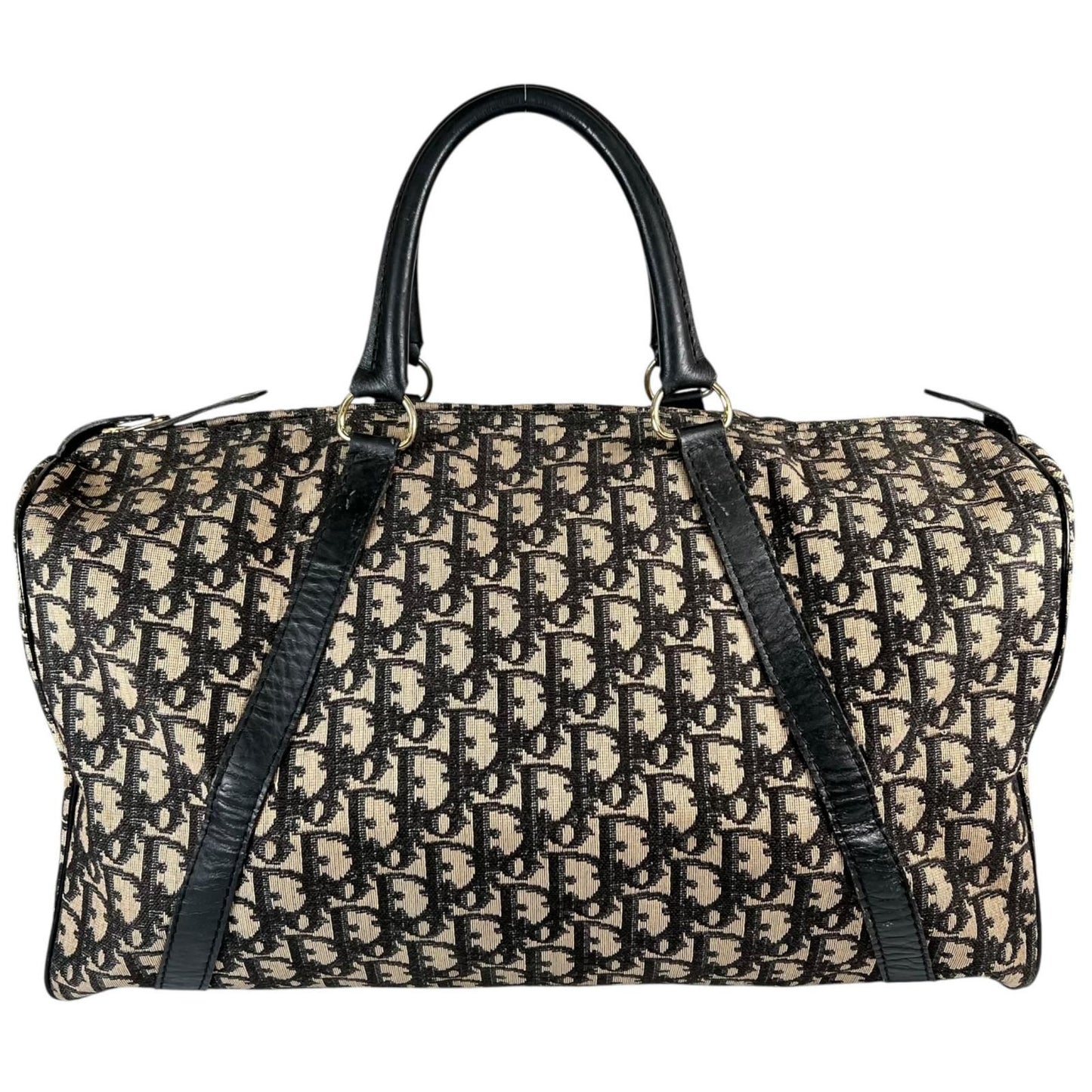 Dior Trotter Boston Bag Canvas Leather Beige