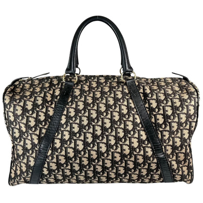 Dior Trotter Boston Bag Canvas Leather Beige