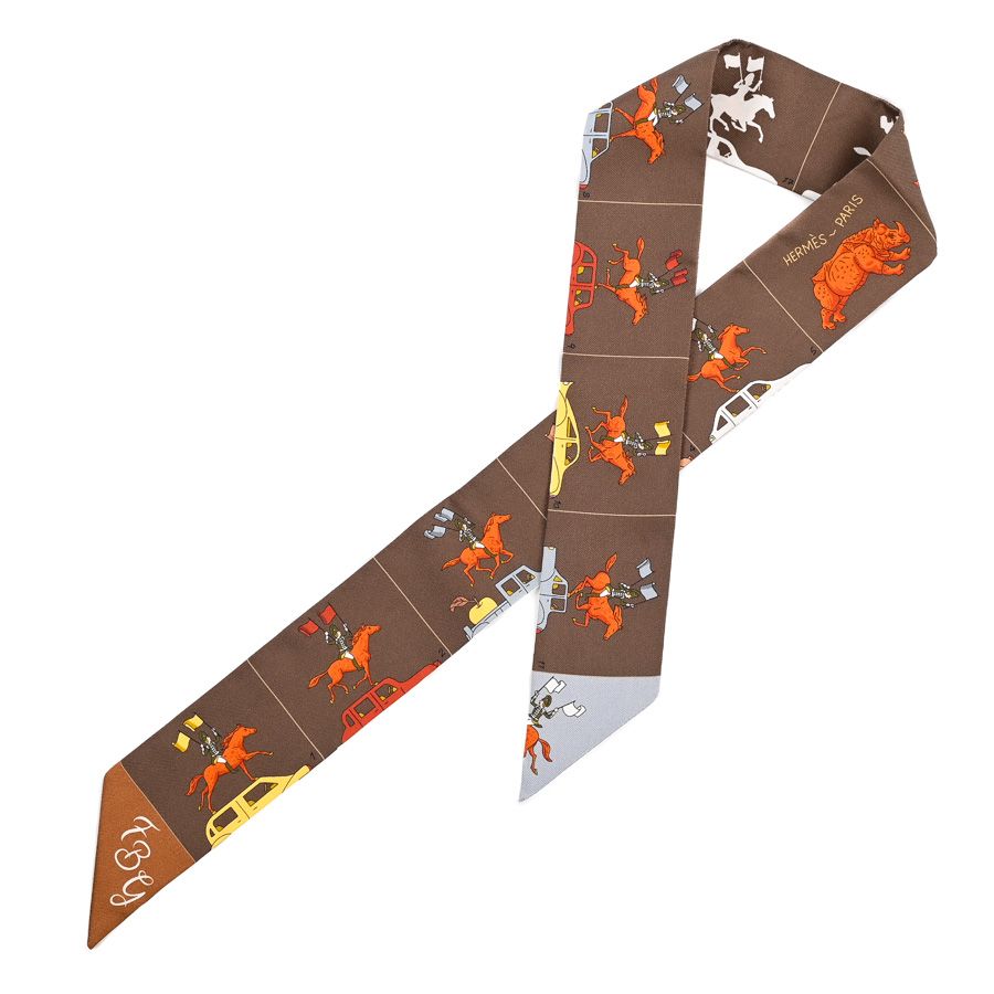 Hermes Scarf Twilly Scarves Brown