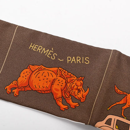 Hermes Scarf Twilly Scarves Brown — view 5