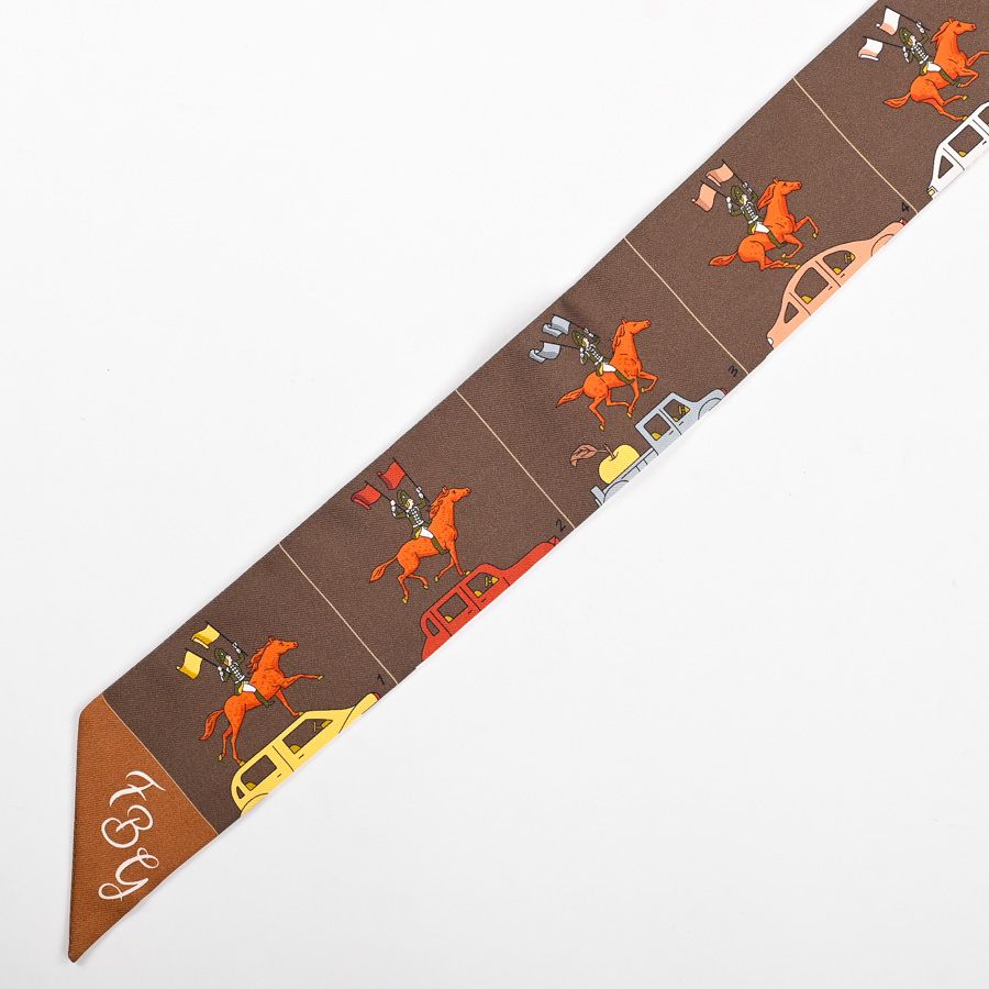 Hermes Scarf Twilly Scarves Brown — view 4