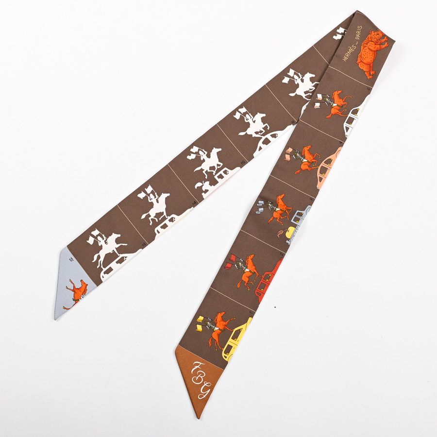 Hermes Scarf Twilly Scarves Brown — view 2