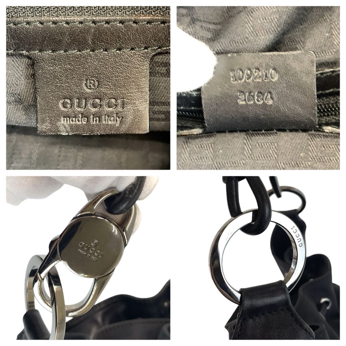 Gucci Black Nylon Leather Hobo Shoulder Bag — view 3